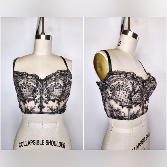 I.D. Sarrieri Green Lace Bustier 34C Sheer See through Sexy Used Once $600 - Picture 1 of 11